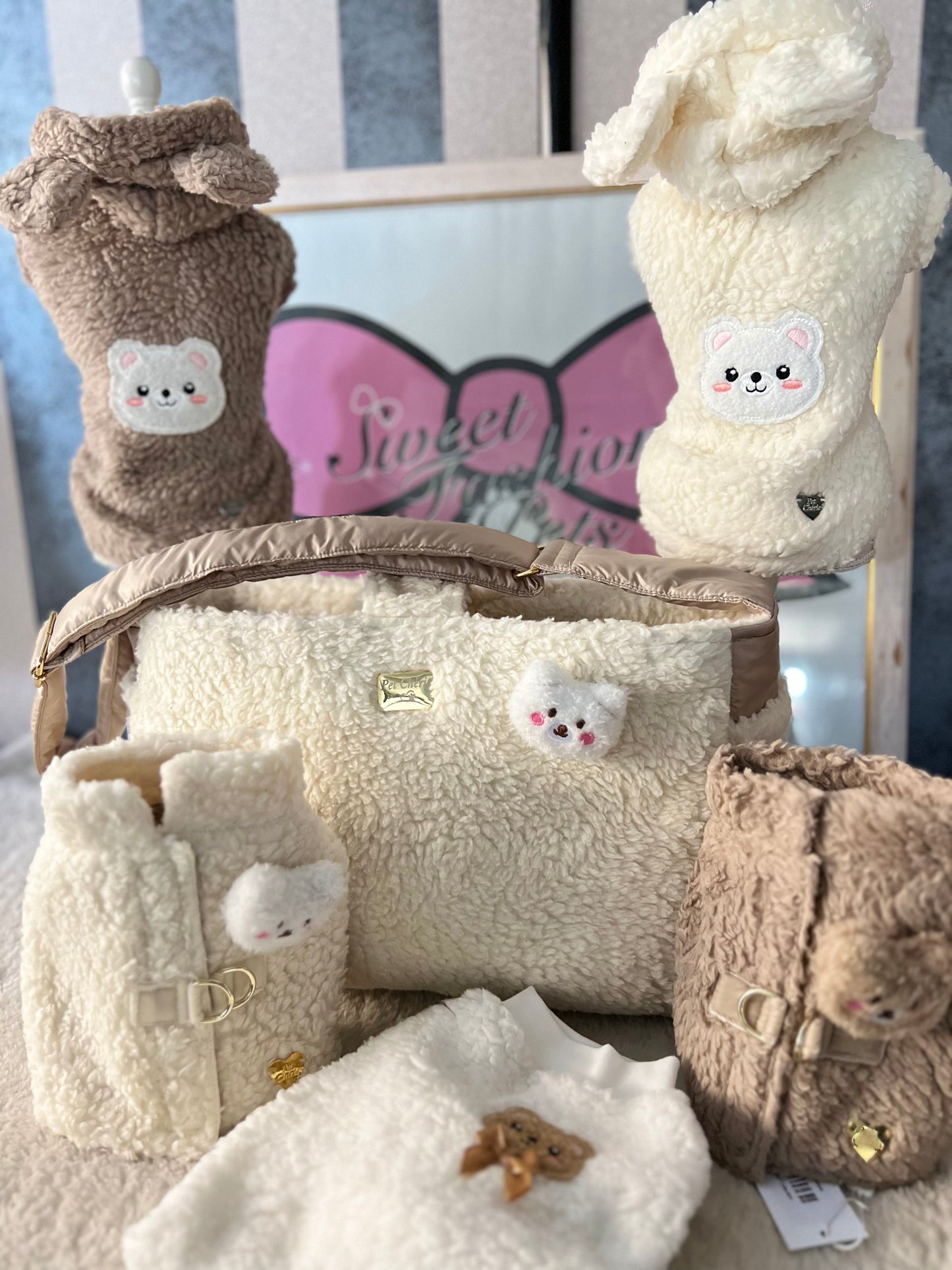 Teddy Bear Cotton Hoodie Rosa