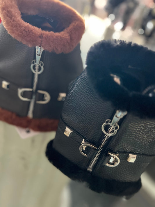 Pettorina Pelle ecofur Black