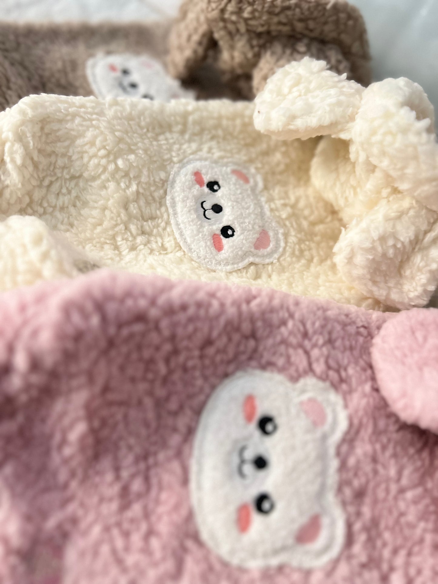 Teddy Bear Cotton Hoodie Rosa