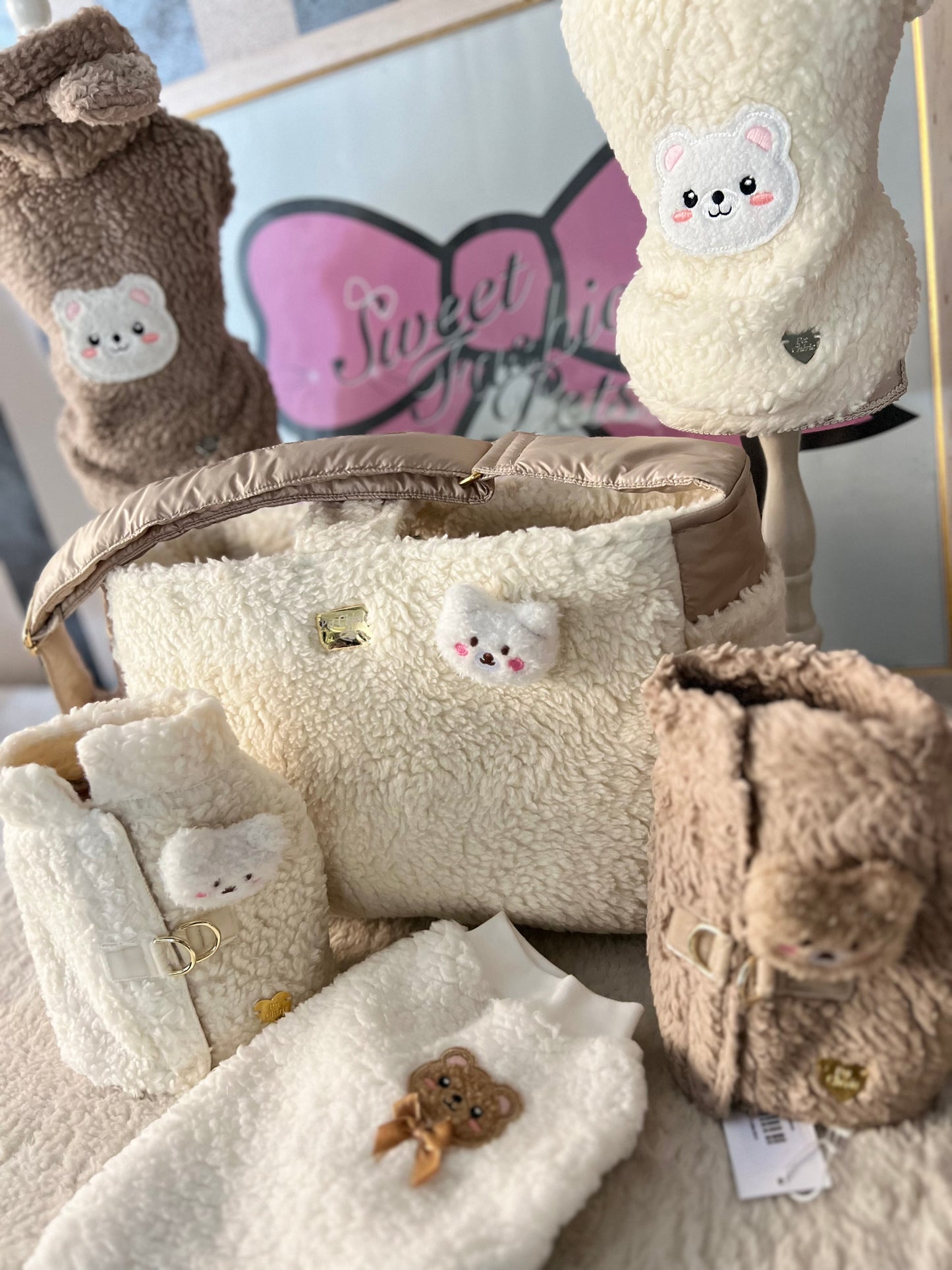 Teddy Bear Cotton Hoodie Rosa