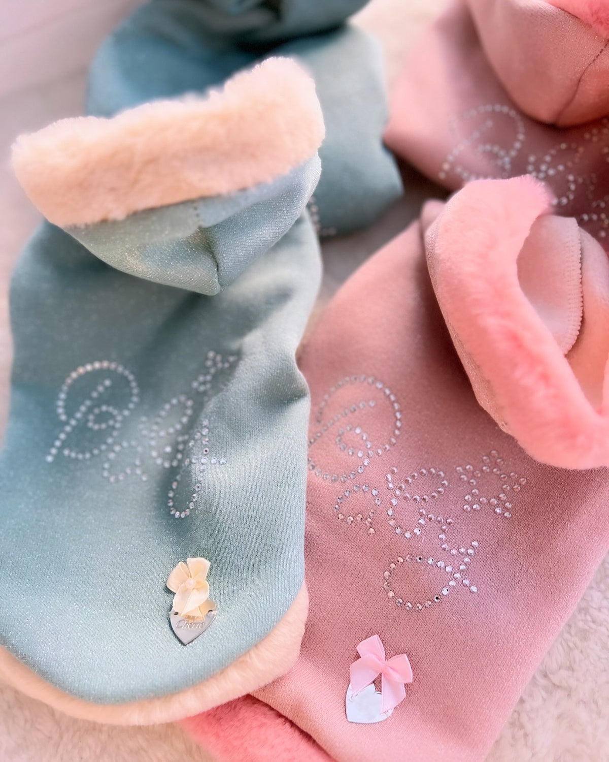Baby Glitter Hoodie Rosa Antico